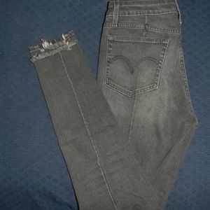 levi grey light washed distressed denim